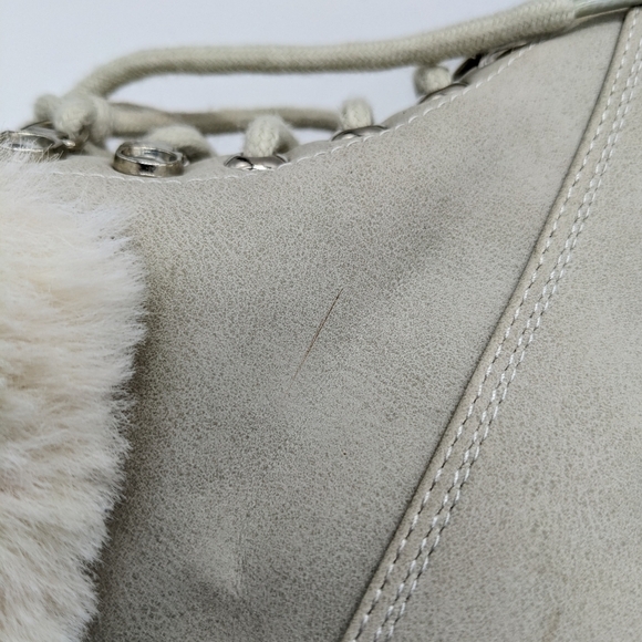 Esprit Chelsea off white faux fur lace up boot 7.5 - Picture 7 of 12